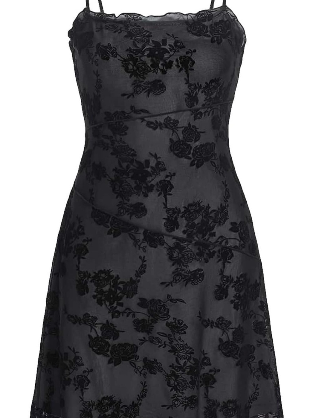 Verdusa Women's Mini Dress Floral Spaghetti Strap Mesh Short Dresses